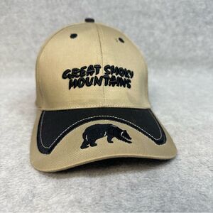 Great Smoky Mountains Hat Cap Adult Beige Strapback Travel Outdoor‎ Bear Casual